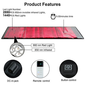 Full body LED red light therapy mat relieve fatigue soreness infrared light therapy repair beauty care