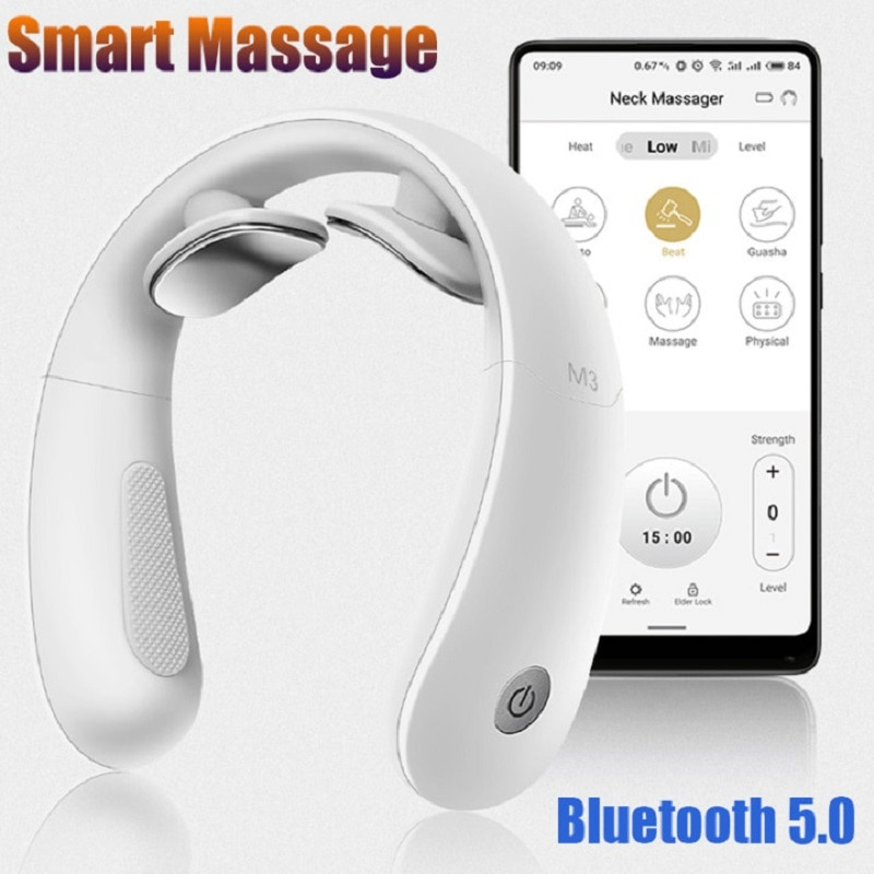 Smart Neck Massager 2 heads Electric Cervical Massager Hot Compress