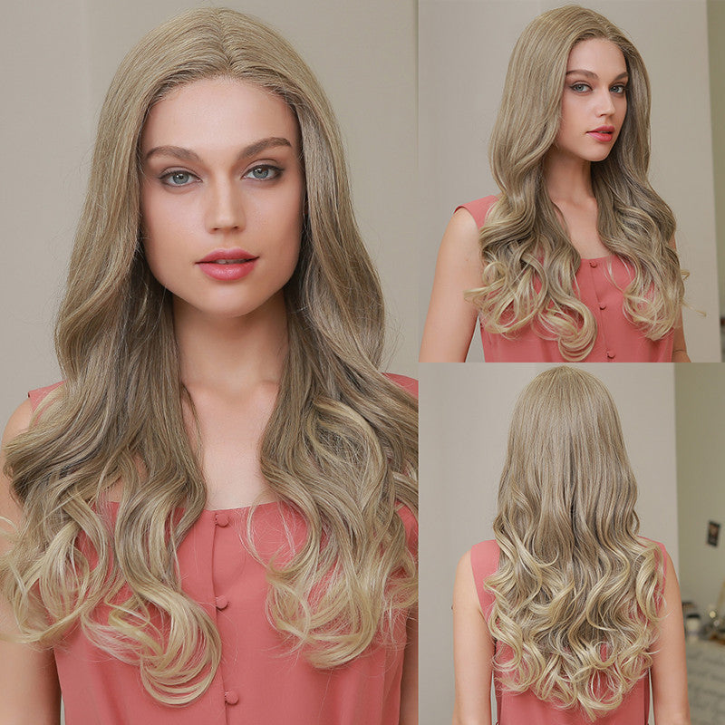 Mixed Light Brown Front Lace Wig Medium Long Curly Hair Lace Wigs