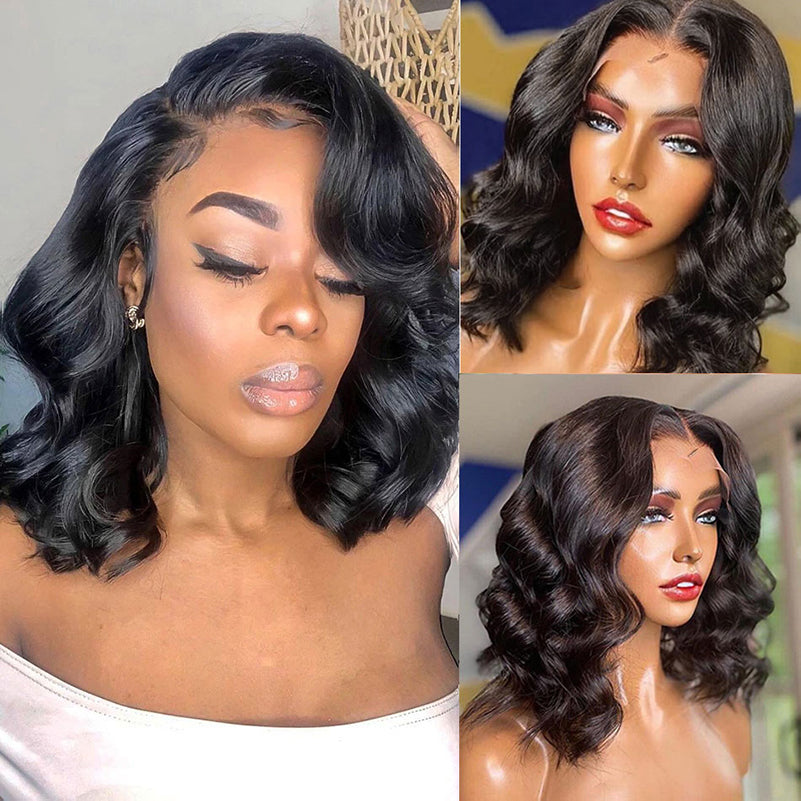 Human Hair Wig Short Bob Wavy Curly Hair High Quality Brazilian Fully Hand Woven Lace Front Wigs