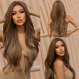 Brown Front Lace Wig French Wavy Lightweight Breathable Daily Lace Wigs