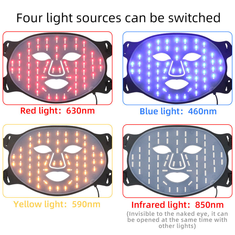 4 Colors LED Face Mask Silicone SPA Red Light Therapy for Face Neck Led Phototherapy Skin Rejuvenation Anti Wrinkle Acne Tighten