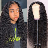 Human hair wigs front lace wig Deep Wave Curly Transparent Lace