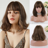 Dark green Synthetic Mix Blonde Hair Highlight Short Natural Wave Lolita Bob Cosplay Party Wigs