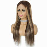 Human hair wig T-part Small gap lace headgear piano color hand-woven headgear