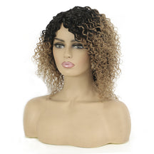 Human hair wig jerry curly oblique bangs Gradient curls headgear