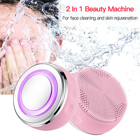 Multifunctional facial cleansing massage hot compress EMS Color Light Skin Rejuvenation Lifting Cleansing Brush