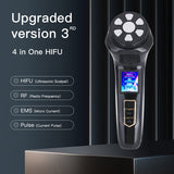 4 in 1 Mini HiFU Machine 3rd Generation Ultrasonic Knife RF EMS Pulse Facial Neck Lifting Skin Tightening Anti Wrinkle Beauty Massager
