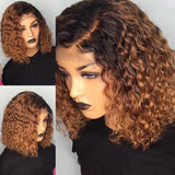Human Hair Wig Water Wave Front Lace Short Bob Wig Full hand woven Hair