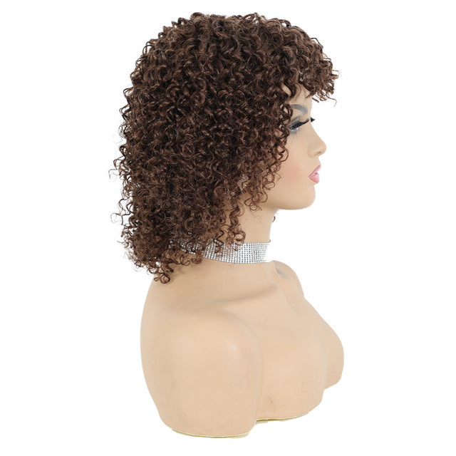 Human hair wig jerry curly Gradient curls Mechanism headgear