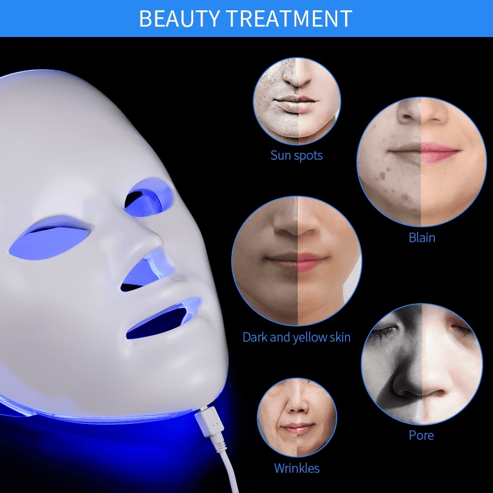 7 Colors LED Facial Mask Skin Rejuvenation Care Treatment Beauty Anti Acne Therapy Whitening LED Photon Face Mask