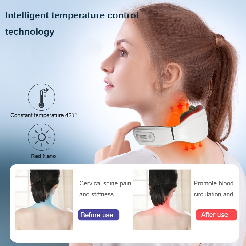 Smart Neck Massager 4 heads Electric Cervical Massager Hot Compress