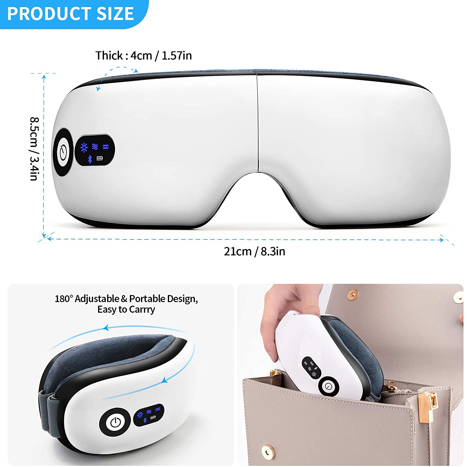 Eye Massager 4D Smart Airbag Vibration Eye Care Instrument Hot Compress Massager