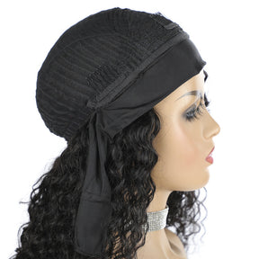 Human hair wig water wave headband wigs 150% density headgear