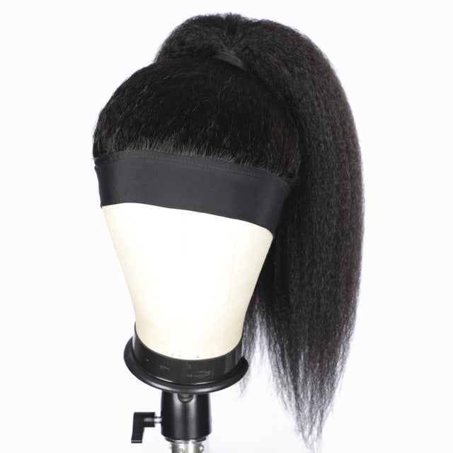 kinky Straight human hair wig headband wigs 150% density headgear