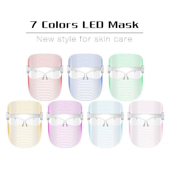 LED Beauty Mask Charge 7 Colors LED Facial Light Therapy Mask Reduce Wrinkles Whitening Suppress Sebum Remove Spots