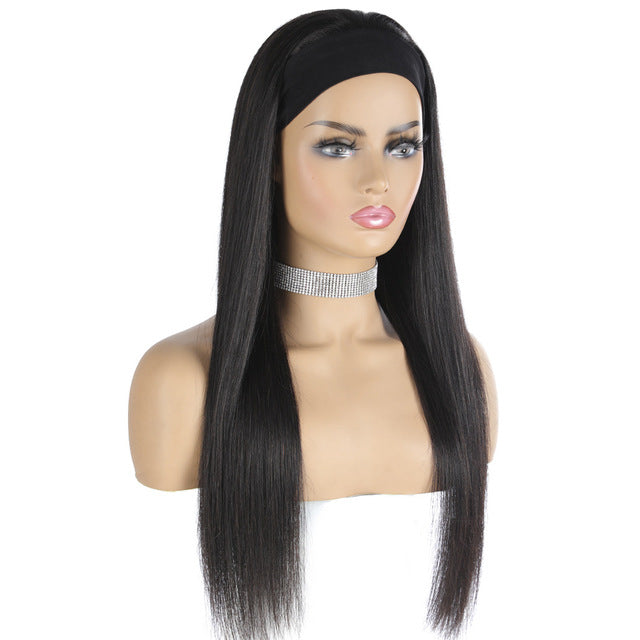 Headband wigs human hair wig 150% density Straight headgear