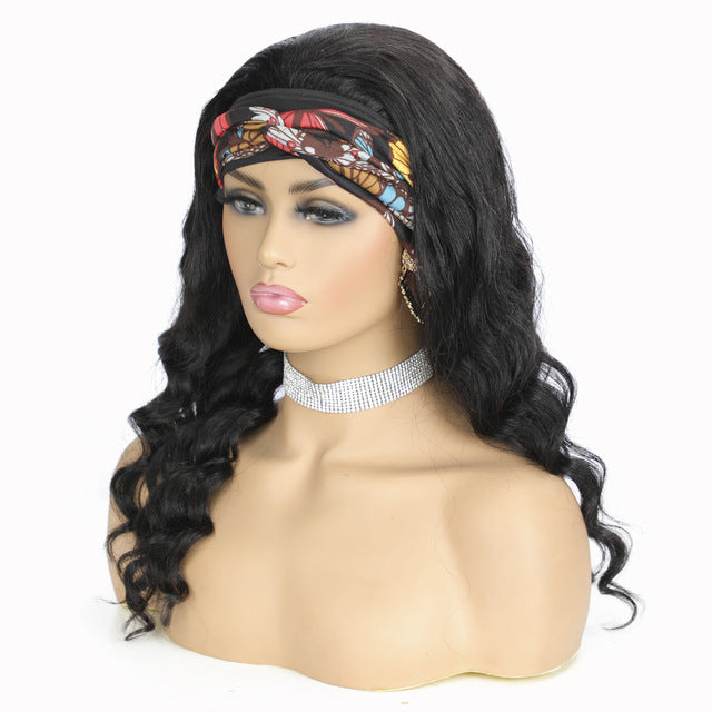 Human hair wig headband 150% density headgear loose wave wigs