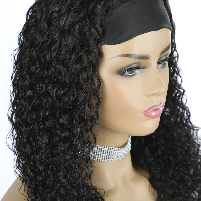 Human hair wig water wave headband wigs 150% density headgear