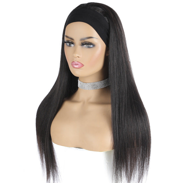 Headband wigs human hair wig 150% density Straight headgear