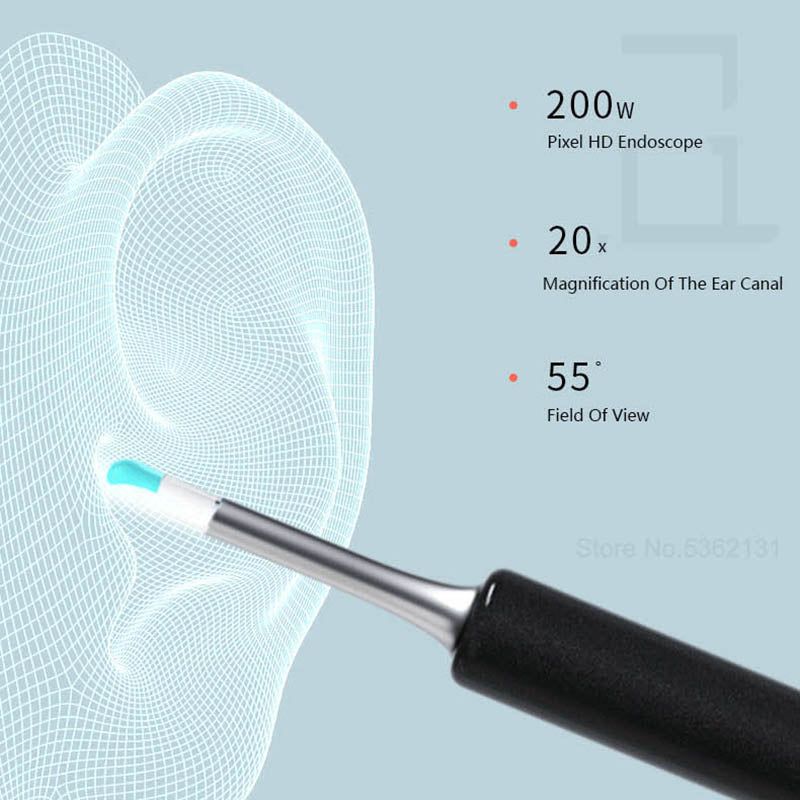 T5 Smart Visual Ear Stick 200W High Precision Endoscope IP67 Waterproof Rechargeable Children Ear Picker Tool Set