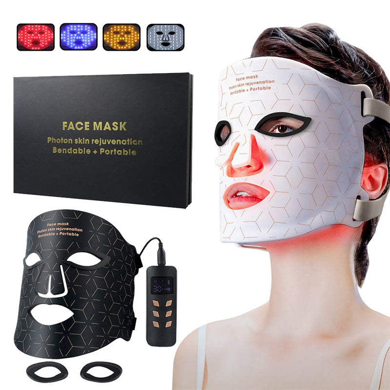 4 Colors LED Face Mask Silicone SPA Red Light Therapy for Face Neck Led Phototherapy Skin Rejuvenation Anti Wrinkle Acne Tighten