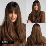 Blonde Synthetic Wig Bangs Long Straight Natural Headline Heat Resistant Hair Cosplay Party Wigs