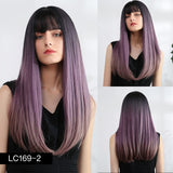 Blonde Synthetic Wig Bangs Long Straight Natural Headline Heat Resistant Hair Cosplay Party Wigs