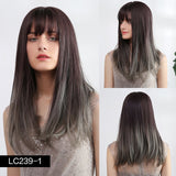 Blonde Synthetic Wig Bangs Long Straight Natural Headline Heat Resistant Hair Cosplay Party Wigs