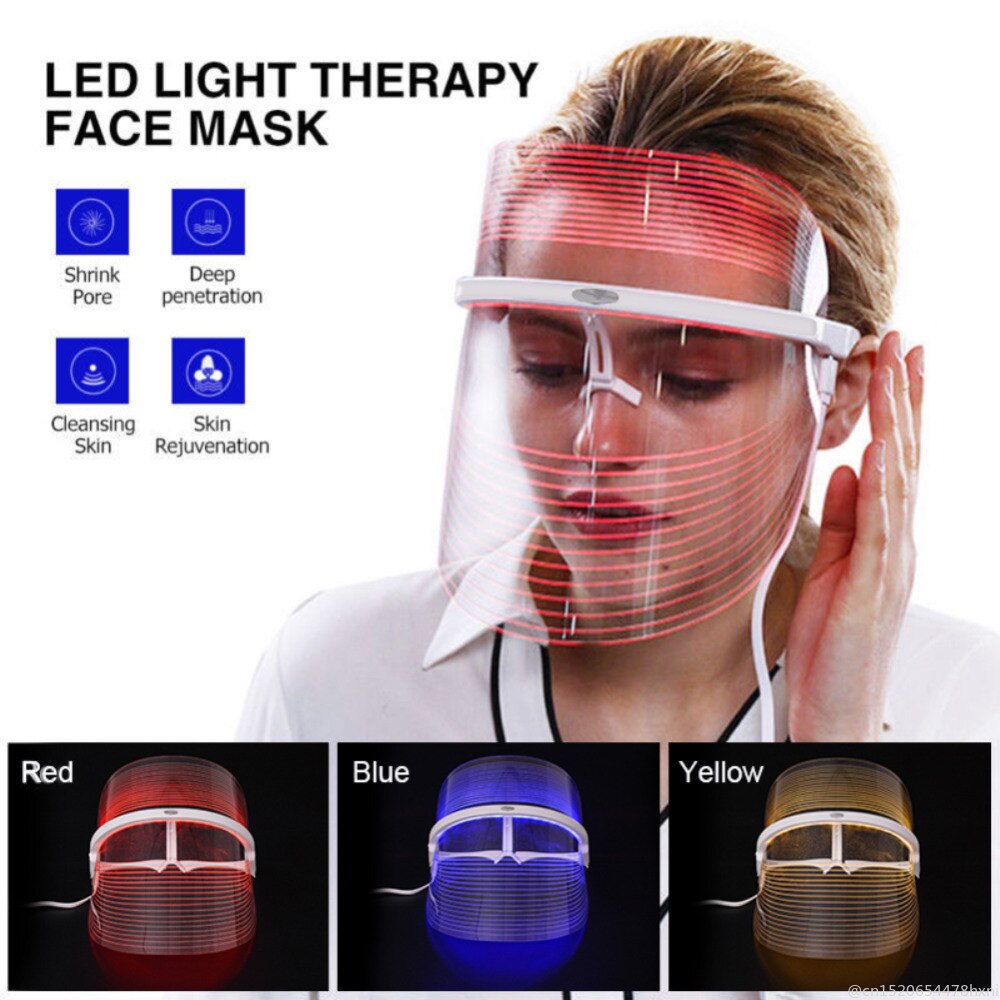 LED Beauty Mask Charge 7 Colors LED Facial Light Therapy Mask Reduce Wrinkles Whitening Suppress Sebum Remove Spots