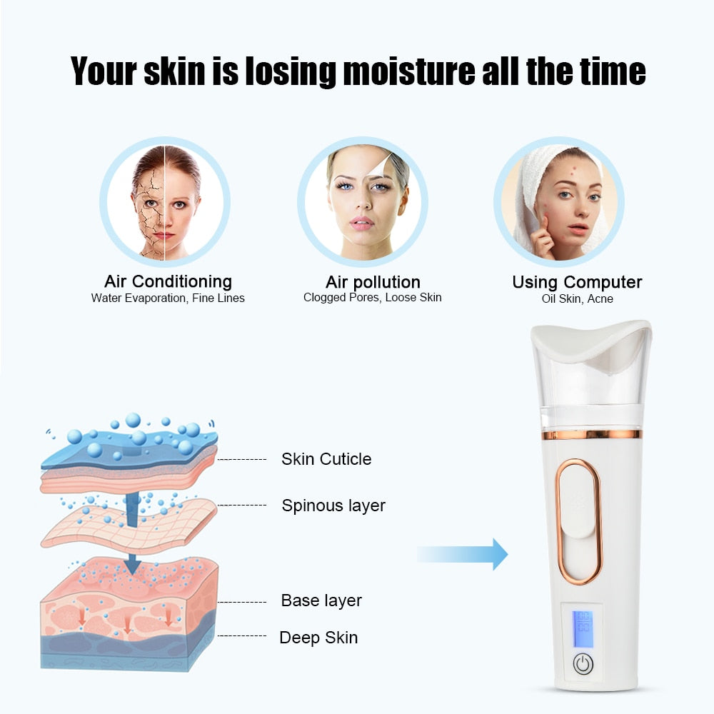 Nano Facial Spray Hydrating Mini Portable Moisture Measuring Machine Skin Care