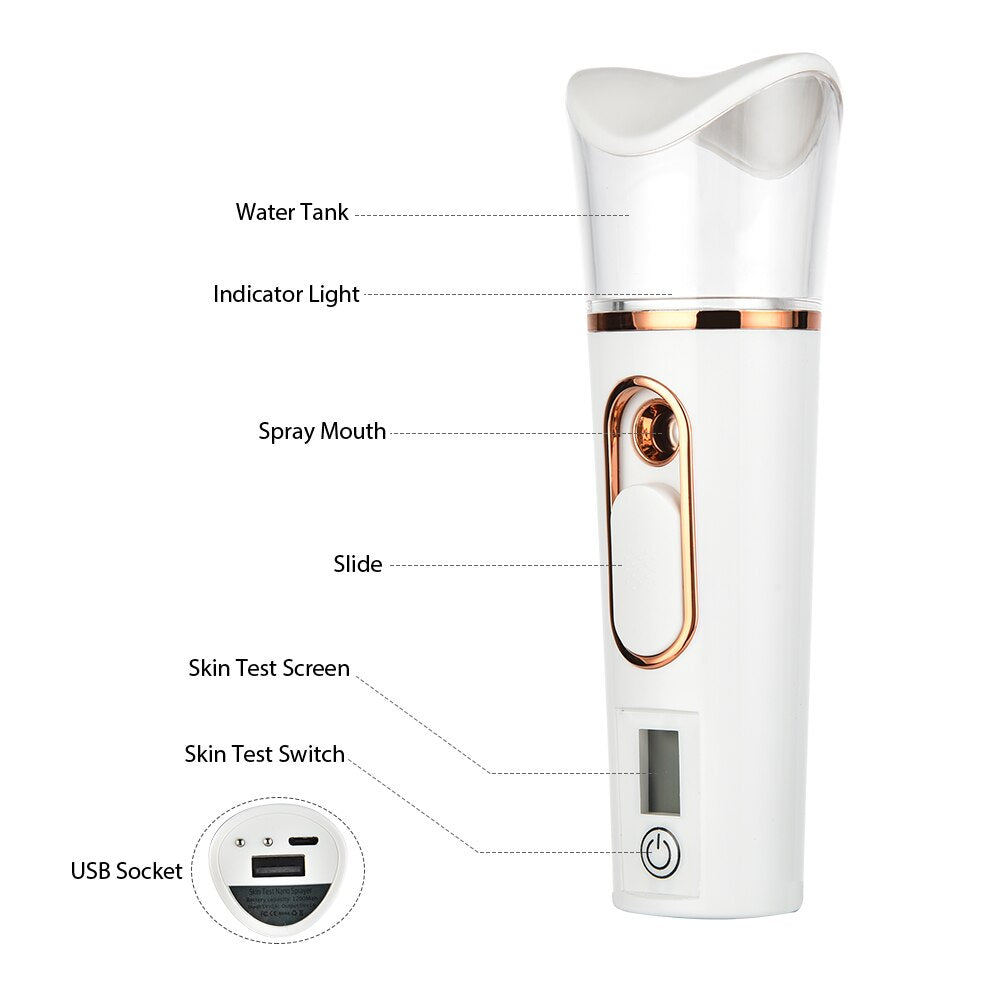 Nano Facial Spray Hydrating Mini Portable Moisture Measuring Machine Skin Care