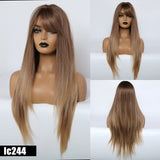 High Temperature Synthetic Ombre Blonde Wig Long Silky Straight Cosplay Wigs with Bangs