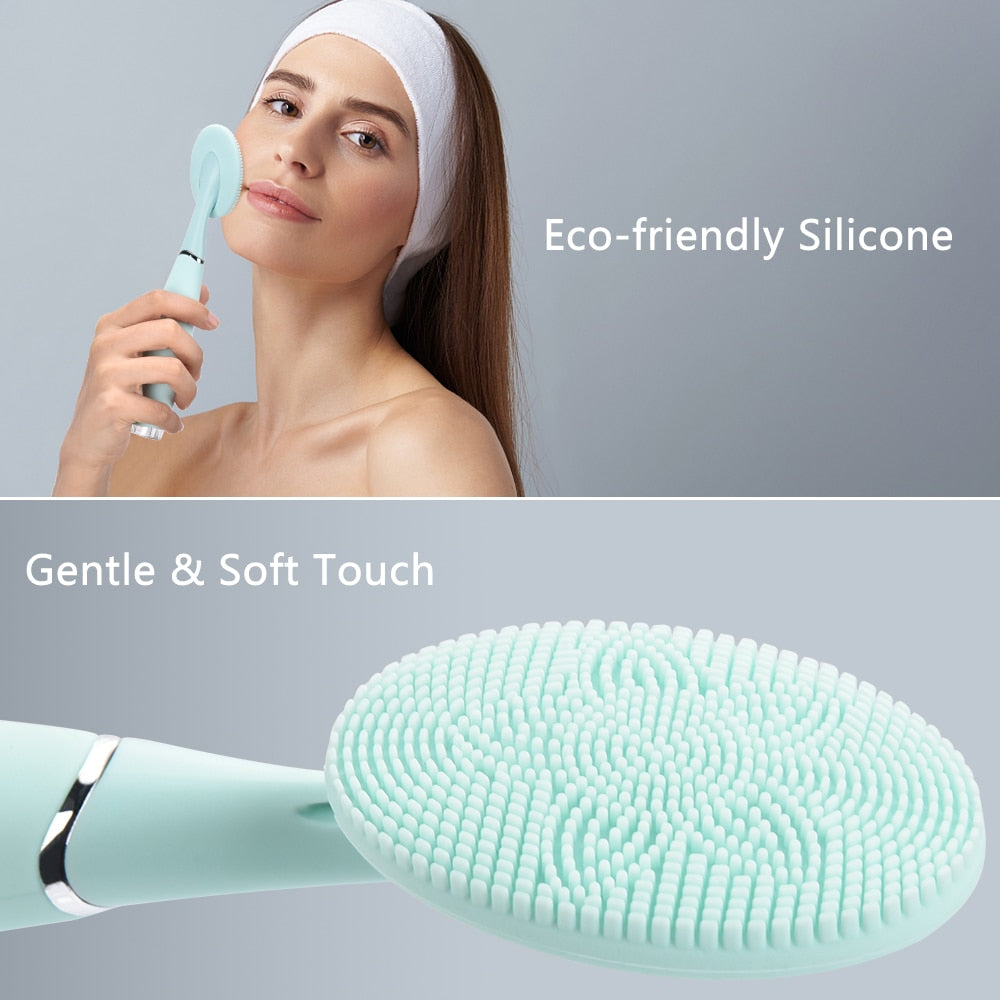 Facial Cleansing Brush Waterproof Silicone Cleansing Tool Portable Electric Handheld Facial Cleaning Brush