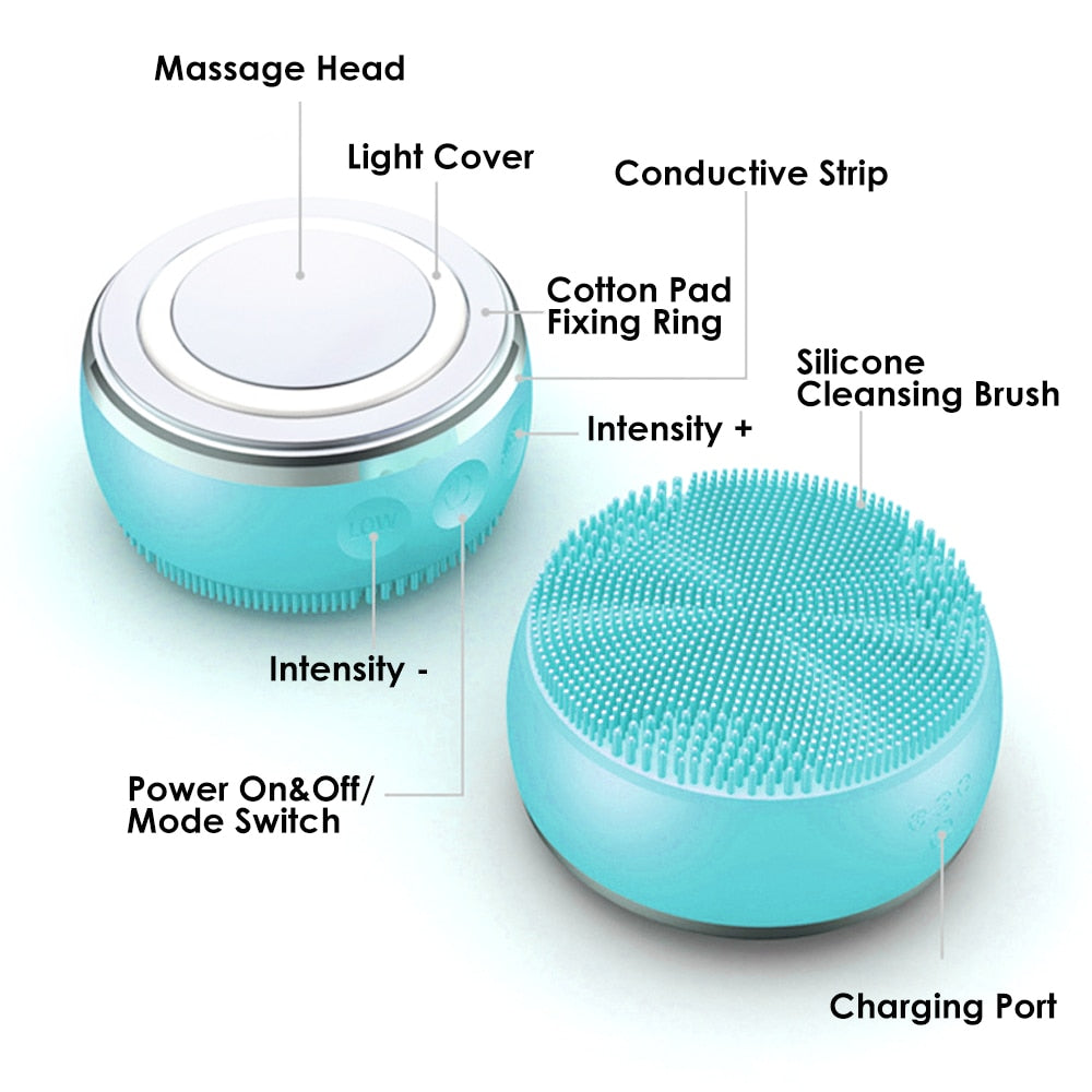 Multifunctional facial cleansing massage hot compress EMS Color Light Skin Rejuvenation Lifting Cleansing Brush
