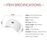 36W Nail Lamp UV LED Nail DryIntelligent Induction Phototherapy Nail Lamp