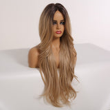Brown Front Lace Wig French Wavy Lightweight Breathable Daily Lace Wigs