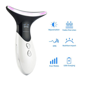 EMS Microcurrent Color Light Warm Therapy Neck Wrinkle Removal Vibration Massager Face Lifting Beauty Device
